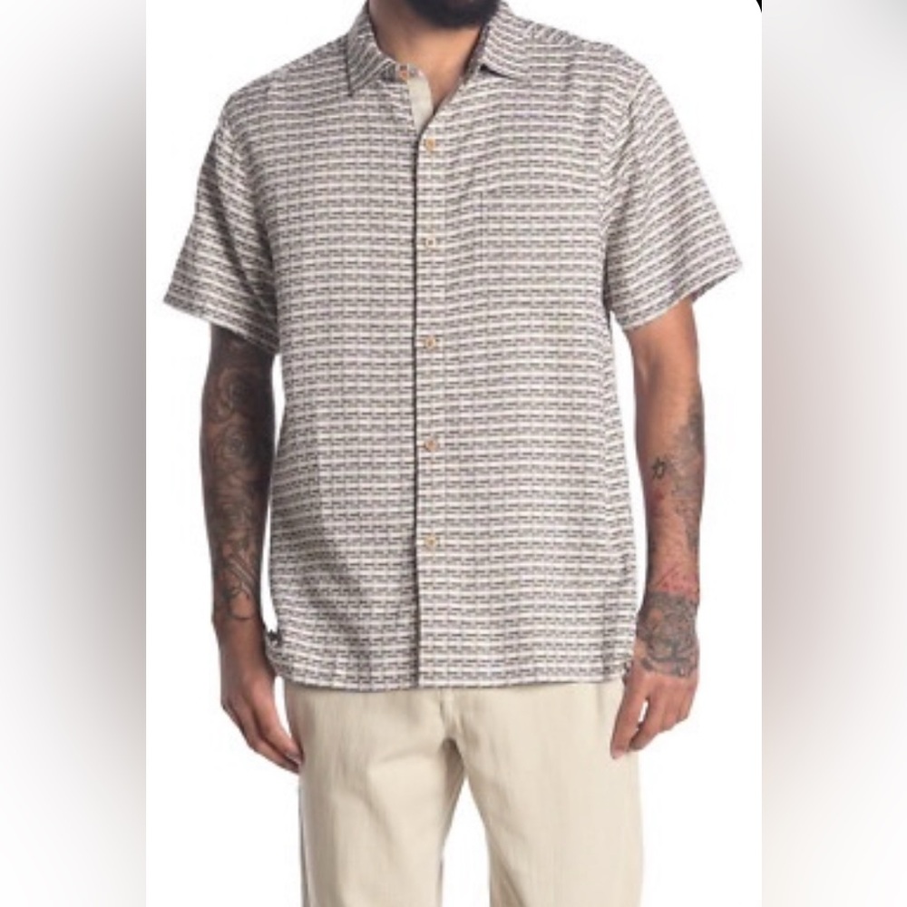 Tommy Bahama T322867 Men's Geovanni Geo S/S Camp Shirt in Oakmoss, small